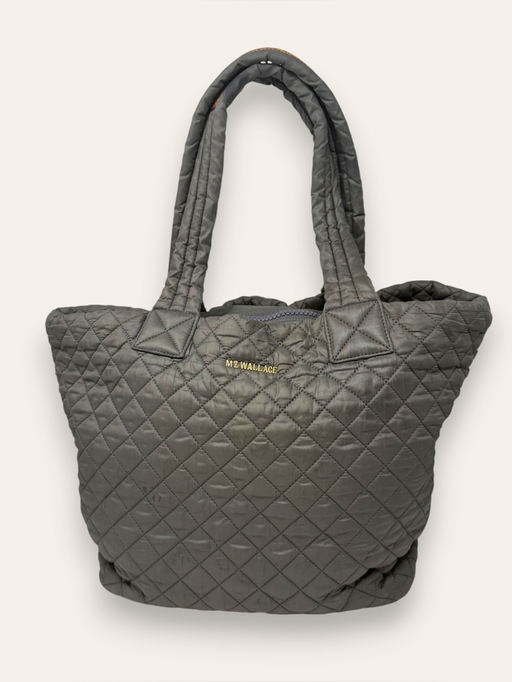 MZ Wallace Charcoal Gray Medium Metro Quilted Shoulder Tote Bag